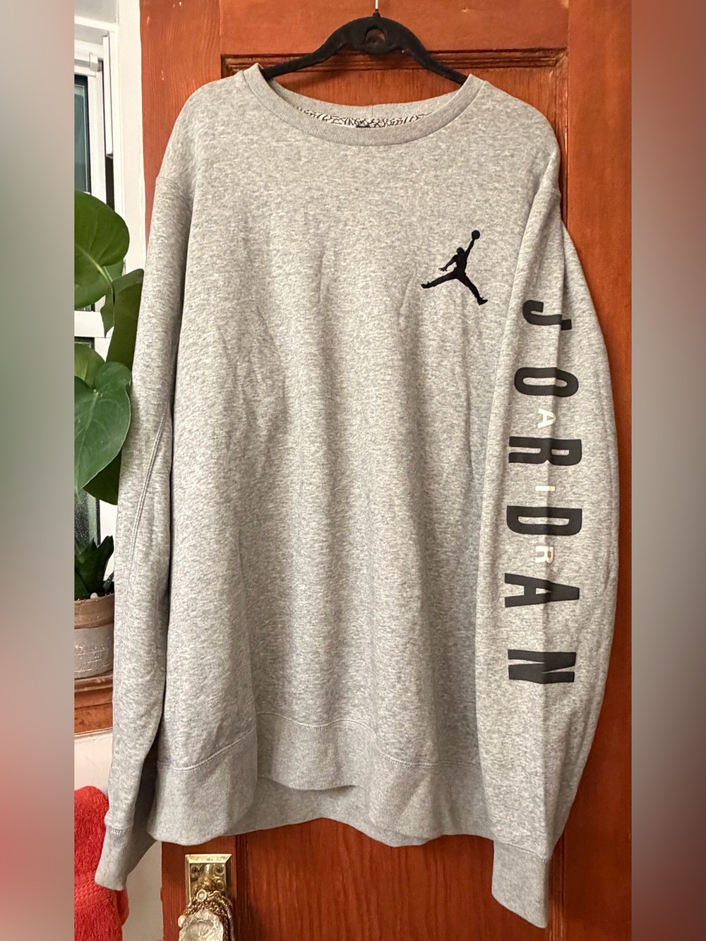 Jordan Men's Gray Black Embroidered Jumpman Logo LS Crewneck Sweatshirt Sz 3XL